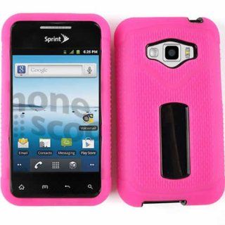 1 PIECE ACCESSORY CASE COVER FOR LG OPTIMUS ELITE / OPTIMUS M+ LS 696 HOT PINK SKIN JELLY 02 WITH BLACK SNAP: Cell Phones & Accessories