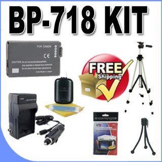 Battery And Charger Kit For Canon VIXIA HFR300, HFR32, HFR30, HFM50, HFM500, HFM52 Digital Camcorders Kit BP 718 + Ac/Dc Rapid Travel Charger + More (Replaces Canon BP 709, BP 718, BP 727) : Camera & Photo