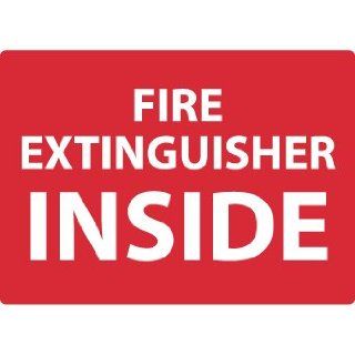 NMC M720PB Fire Sign, Legend "FIRE EXTINGUISHER INSIDE", 14" Length x 10" Height, Pressure Sensitive Vinyl, White on Red (Pack of 2): Industrial Warning Signs: Industrial & Scientific