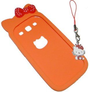 SAMSUNG GALAXY S3 i9300 ORANGE HELLO KITTY POLKA DOT BOW SILICONE CASE + HELLO KITTY DUST PROTECTOR PLUG IN CHARM *** COMBO DEALS *** BY SNDPLACE: Cell Phones & Accessories