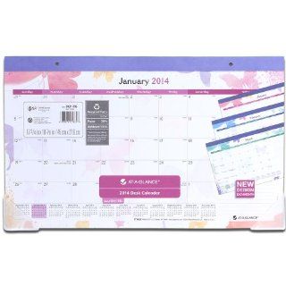AT A GLANCE 2014 Watercolors Monthly Compact Desk Pad Calendar, 17.75 x 10.88 Inches (SK91 705) : Office Desk Pad Calendars : Office Products