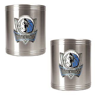NBA Dallas Mavericks Two Piece Stainless Steel Can Holder Set   Primary Logo : Sports Fan Cold Beverage Koozies : Sports & Outdoors