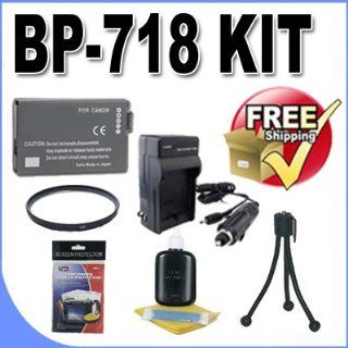 Battery And Charger Kit For Canon VIXIA HFR300, HFR32, HFR30, HFM50, HFM500, HFM52 Digital Camcorders Kit BP 718 + Ac/Dc Rapid Travel Charger + More!!!!! (Replaces Canon BP 709, BP 718, BP 727) : Camera & Photo