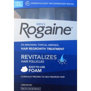 Rogaine for Men Hair Regrowth Treatment, 5% Minoxidil Topical Aerosol, Easy to Use Foam, 2.11 Ounce, 3 Month Supply (Packaging May Vary) : Beauty
