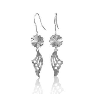 Fancy Womens 925 Sterling Silver Angel Wing Drop Earrings 1.5": Jewelry