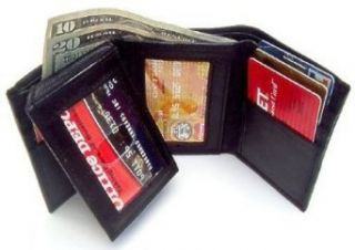 Mens Black Leather Wallet Lambskin "Flip" Trifold 732 at  Mens Clothing store