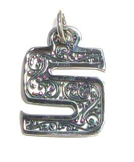 SARA BLAINE Fine .925 Sterling Silver Filigree Initial Pendant "S": Jewelry