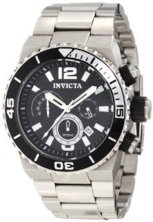 Invicta Men's 1341 Pro Diver Chronograph Black Textured Dial Stainless Steel Watch Invicta Watches