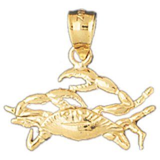 14K Gold Charm Pendant 1.8 Grams Nautical>Crabs741 Necklace: Jewelry