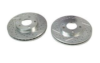 BAER 54011 020 Sport Rotors Slotted Drilled Zinc Plated Front Brake Rotor Set   Pair: Automotive
