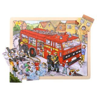 Bigjigs Toys BJ742 Tray Puzzle Fire Engine: Toys & Games