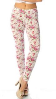 Fashion Chic pant Small flower vine print leggings White medium PCS867 at  Womens Clothing store: Graphic Leggings