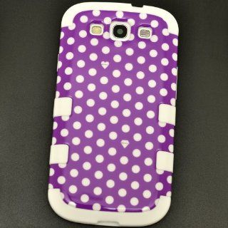 Purple White Dots Hybrid Gel Rubber Skin Cover and Molded Premium Hard Plastic Case for Samsung Galaxy S3 AT&T i747 + TransmobileUSA Premium Clear Film Screen Protector Armor: Cell Phones & Accessories