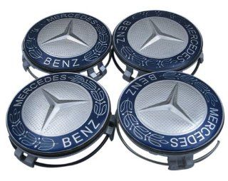 Mercedes Benz four Blue Classic Logo Wheel Center Cap Set: Automotive