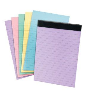 Ampad 20 727 Embassy Writing Tablets, 6X9 Assorted Pastel Colors ( 24 Sheets of each green, yellow, blue, pink, orchid)Wide Ruling, 120 Sheets Per Pad : Memo Paper Pads : Office Products