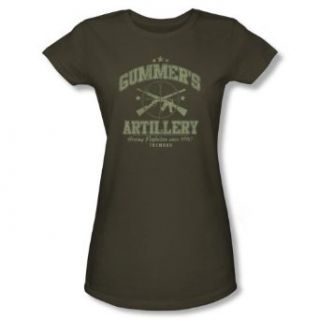 Tremors GUMMER'S ARTILLERY Short Sleeve Tee JUNIOR SHEER   MILITARY GREEN T Shirt Small: Clothing