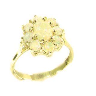 Luxury Ladies Solid 14K Yellow Gold Natural Opal Cluster Ring   Finger Sizes 5 to 12 Available   Perfect Gift for Birthday, Christmas, Valentines Day, Mothers Day, Mom, Mother, Grandmother, Daughter, Graduation, Bridesmaid.: Jewelry