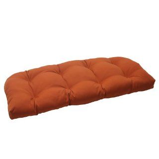 Pillow Perfect Indoor/Outdoor Cinnabar Wicker Loveseat Cushion, Burnt Orange   Patio Furniture Cushions