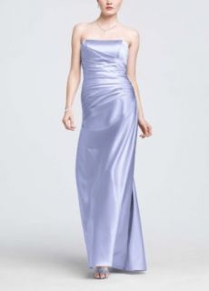 Strapless Satin Ball Gown with Ruching at  Womens Clothing store: