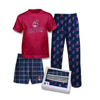 MLB Cleveland Indians Youth T Shirt Boxer & Pant 3 Piece Sleep Set : Infant And Toddler Sports Fan Apparel : Sports & Outdoors