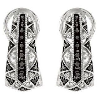 1/2 Ct Tw Black & White Diamond Earrings by US Gems: Jewelry