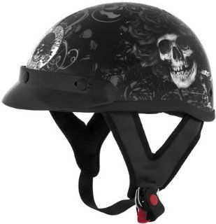 2013 River Road Grateful Dead Motorcycle Helmets   Skull & Roses   Black   X Small: Automotive