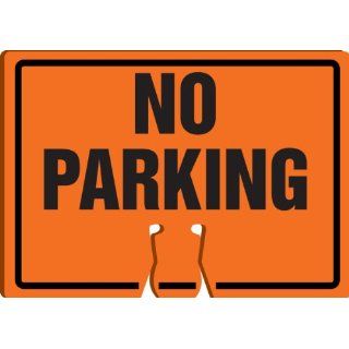 Accuform Signs FBC756 Plastic Traffic Cone Top Warning Sign, Legend "NO PARKING", 10" Width x 14" Length x 0.060" Thickness, Black on Orange: Industrial & Scientific