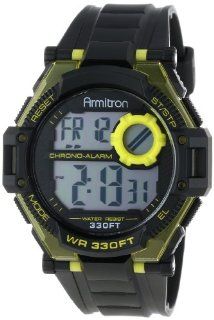 Armitron Sport Men's 40/8285YLW Large Yellow Accented Black Resin Strap Chronograph Digital Watch: Watches