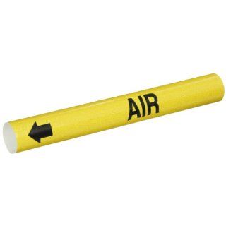 Brady 4003 B Bradysnap On Pipe Marker, B 915, Black On Yellow Coiled Printed Plastic Sheet, Legend "Air": Industrial Pipe Markers: Industrial & Scientific