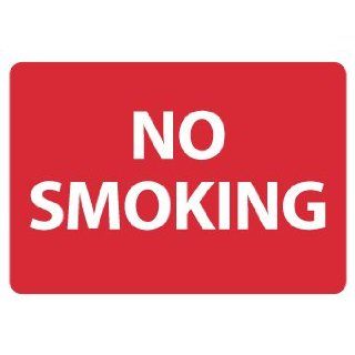 NMC M759RB No Smoking Sign, Legend "NO SMOKING", 14" Length x 10" Height, Rigid Polystyrene Plastic, White on Red