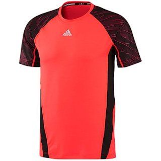 adidas Men's Pro Day Short Sleeve Fitted Shirt (Infrared/Daronx/Black, XL)  Sports Fan T Shirts  Sports & Outdoors
