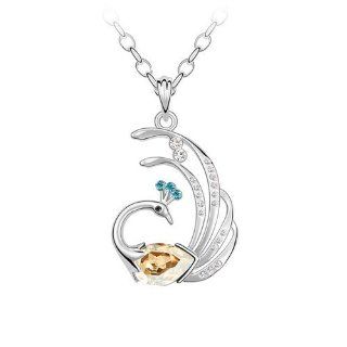 Swarovski Elements Crystal Diamond Accent Phoenix Pendant Necklace With A Gift Box.   Yellow, Model: X12227: Chain Necklaces: Jewelry