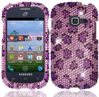 For Samsung Galaxy Centura S738C Full Diamond Bling Cover Case Purple Leopard: Cell Phones & Accessories
