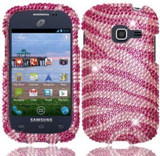 LF Pink Zebra Designer Rhinestone Hard Case Cover, Lf Stylus Pen and Wiper For StraightTalk Samsung Galaxy Centura S738C: Cell Phones & Accessories
