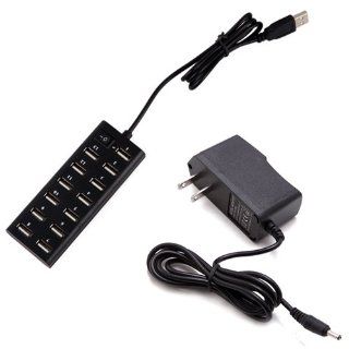HDE Black High Speed USB 2.0 13 Port Hub with On/Off Switch and Extra Power Supply Computers & Accessories