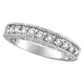 Diamond Wedding Ring Band Filigree Milgrain Edged Palladium (0.45ct): Morris & David: Jewelry