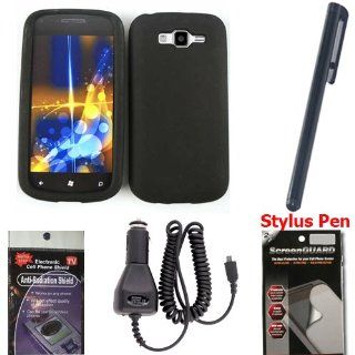 Black Silicone Gel Cover Combo Pack for Samsung Focus 2 i667 with Car Charger, ScreenGuard Brand 2 Pack Screen Protectors, Stylus Pen and Radiation Shield.: Cell Phones & Accessories