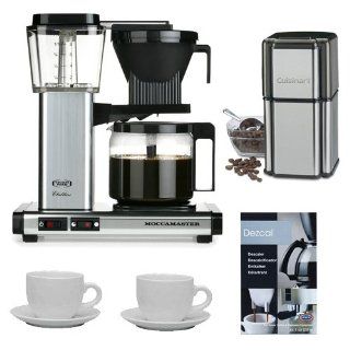Technivorm Moccamaster KB 741 10 Cup Coffee Brewer Polished Silver + Cuisinart Grind Central Coffee Grinder + Update International 13 Oz White Tiara Cappuccino Cups + Coffee Descaler Drip Coffeemakers Kitchen & Dining