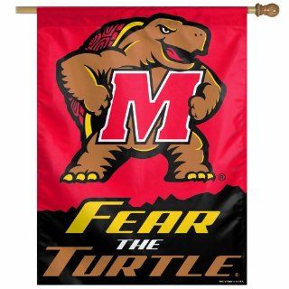 NCAA University Of Maryland Fear The Turtle Logo 27 by 37 inch Vertical Flag : Sports Fan Outdoor Flags : Sports & Outdoors