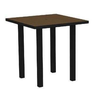 POLYWOOD ATR36FABTE Euro 36" Square Counter Table, Textured Black/Teak : Patio Side Tables : Patio, Lawn & Garden