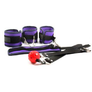 Purple Bondage Restraint Cuffs and Mouth Gag Kit: Health & Personal Care