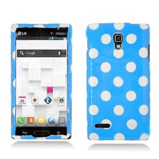 Aimo LGP769PCPD302 Trendy Polka Dot Hard Snap On Protective Case for Optimus L9   Retail Packaging   Light Blue/White Cell Phones & Accessories