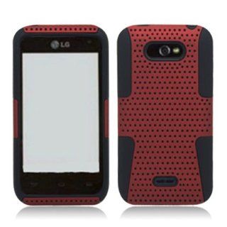 LG Motion 4G MS770 Black/Red Perforated Cover: Cell Phones & Accessories