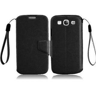 For Samsung Galaxy S3 i9300 i747 Premium Leather Magnetic Flip Flap Cover Case Black: Cell Phones & Accessories