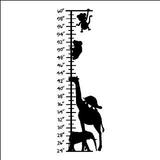 Animal Growth Chart Wall Decal Sticker Removable Wall Art Choose Your Color (12" X 37"), WHITE   Wall Decor