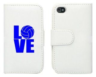 White Apple iPhone 5 5S 5LP748 Leather Wallet Case Cover Blue Love Volleyball: Cell Phones & Accessories