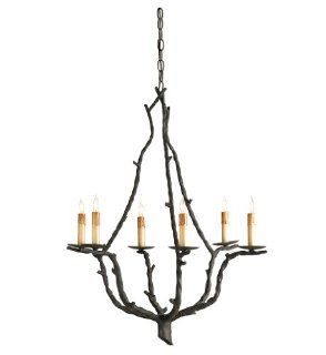 Currey and Company 9006 Soothsayer   Six Light Chandelier, Rustic Bronze Finish with Shade Option    