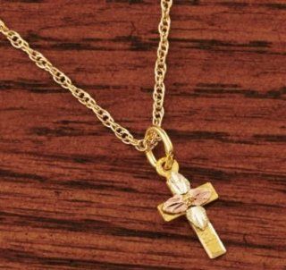 Landstrom's 10 Kt. Gold Cross Necklace With 12 Kt. Gold Leaves: Jewelry
