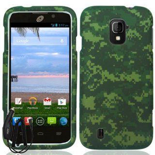 ZTE MAJESTY Z796C SOURCE N9511 GREEN ARMY CAMO COVER SNAP ON HARD CASE + FREE CAR CHARGER from [ACCESSORY ARENA]: Cell Phones & Accessories