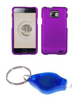 Premium Purple Rubberized Shield Hard Case Cover + Atom LED Keychain Light for Samsung Galaxy S II SGH I777 (AT&T) Cell Phones & Accessories